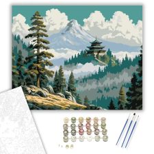 Számfestő.hu Hegyi Templom Fenyőfák Között - számfestő készlet – 60×70 cm (Keretre feszítve) kreatív és készségfejlesztő