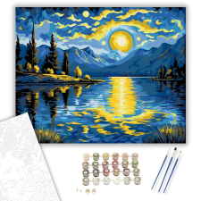 Számfestő.hu Hegyi Tó Fényjátéka - számfestő készlet – 40×50 cm (Keretre feszítve) kreatív és készségfejlesztő