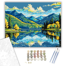 Számfestő.hu Hegyi Tó Tükröződése - számfestő készlet – 40×50 cm (Keretre feszítve) kreatív és készségfejlesztő