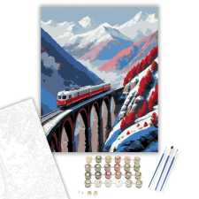 Számfestő.hu Hegyi Viadukton Átkelő Vonat - számfestő készlet – 50×60 cm (Keretre feszítve) kreatív és készségfejlesztő
