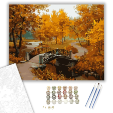 Számfestő.hu Híd az Őszi Erdőben - számfestő készlet – 40×50 cm (Keretre feszítve) kreatív és készségfejlesztő