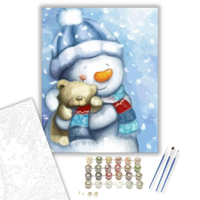 Számfestő.hu Hóember hű társával - számfestő készlet – 40×50 cm (Keretre feszítve) kreatív és készségfejlesztő