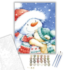Számfestő.hu Hóember ölelés - számfestő készlet – 40×50 cm (Keretre feszítve) kreatív és készségfejlesztő
