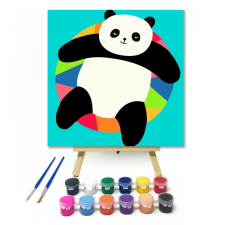 Számfestő.hu Hűsölő Panda - gyerek számfestő készlet – 20×20 cm (Keretre feszítve) kreatív és készségfejlesztő