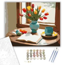 Számfestő.hu Húsvéti Asztal Tulipánokkal - számfestő készlet – 40×50 cm (Keretre feszítve) kreatív és készségfejlesztő