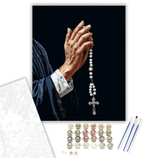 Számfestő.hu Imádkozó Kezek Rózsafüzérrel - számfestő készlet – 50×60 cm (Keret nélkül) kreatív és készségfejlesztő