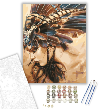 Számfestő.hu Indián lány - számfestő készlet – 40×50 cm (Keretre feszítve) kreatív és készségfejlesztő