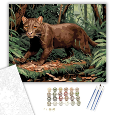 Számfestő.hu Jaguarundi az Erdő Mélyén - számfestő készlet – 40×50 cm (Keretre feszítve) kreatív és készségfejlesztő