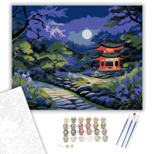 Számfestő.hu Japánkert Holdfényes Éjszakán - számfestő készlet – 50×60 cm (Keret nélkül) kreatív és készségfejlesztő
