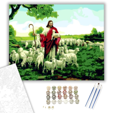 Számfestő.hu Jézus bárányaival - számfestő készlet – 40×50 cm (Keretre feszítve) kreatív és készségfejlesztő