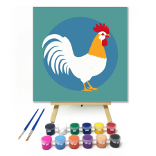 Számfestő.hu Kakas - gyerek számfestő készlet – 30×30 cm (Keretre feszítve) kreatív és készségfejlesztő