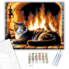 Számfestő.hu Kandalló Melege - számfestő készlet – 60×70 cm (Keretre feszítve) kreatív és készségfejlesztő