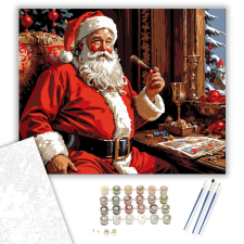 Számfestő.hu Kandalló Melletti Télapó Derűje - számfestő készlet – 40×50 cm (Keretre feszítve) kreatív és készségfejlesztő