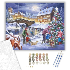 Számfestő.hu Karácsonyfa díszítés - számfestő készlet – 40×50 cm (Keretre feszítve) kreatív és készségfejlesztő