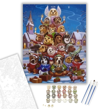 Számfestő.hu Karácsonyi kutyusfa - számfestő készlet – 40×50 cm (Keretre feszítve) kreatív és készségfejlesztő