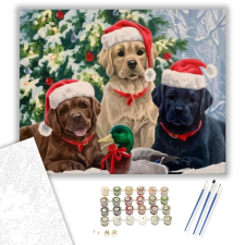 Számfestő.hu Karácsonyi kutyusok - számfestő készlet – 40×50 cm (Keretre feszítve) kreatív és készségfejlesztő