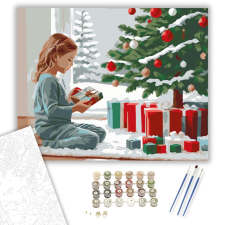 Számfestő.hu Karácsonyi Reggel Ajándékbontás - számfestő készlet – 40×50 cm (Keretre feszítve) kreatív és készségfejlesztő