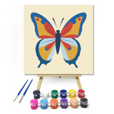 Számfestő.hu Kék-sárga lepke - gyerek számfestő készlet – 20×20 cm (Keretre feszítve) kreatív és készségfejlesztő