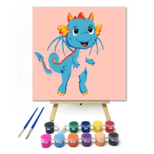 Számfestő.hu Kék sárkány - gyerek számfestő készlet – 40×40 cm (Keretre feszítve) kreatív és készségfejlesztő