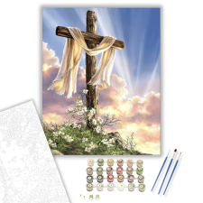 Számfestő.hu Kereszt - húsvéti számfestő készlet – 50×60 cm (Keretre feszítve) kreatív és készségfejlesztő