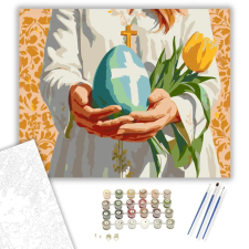 Számfestő.hu Keresztény Húsvéti Tojás Tulipánokkal - számfestő készlet – 50×60 cm (Keret nélkül) kreatív és készségfejlesztő