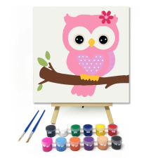 Számfestő.hu Kislány Bagoly - gyerek számfestő készlet – 20×20 cm (Keretre feszítve) kreatív és készségfejlesztő