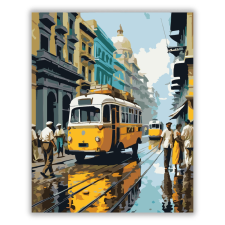 Számfestő.hu Kolkata Sárga Taxi és Villamos - számfestő készlet kreatív és készségfejlesztő