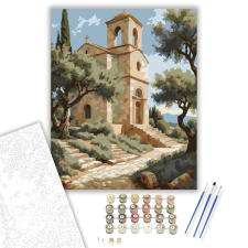 Számfestő.hu Kréta Olajfaligete és Kápolnája - számfestő készlet – 40×50 cm (Keretre feszítve) kreatív és készségfejlesztő