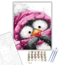 Számfestő.hu Kukucs pingvin - számfestő készlet – 40×50 cm (Keretre feszítve) kreatív és készségfejlesztő