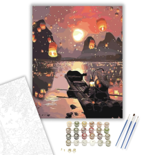 Számfestő.hu Lámpások - számfestő készlet – 40×50 cm (Keretre feszítve) kreatív és készségfejlesztő