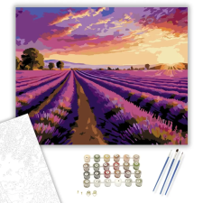 Számfestő.hu Levendulamező Alkonyatban - számfestő készlet – 60×70 cm (Keretre feszítve) kreatív és készségfejlesztő