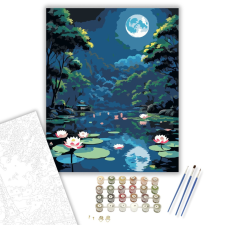Számfestő.hu Lótusz Lámpások Holdfényes Éjszakán - számfestő készlet – 40×50 cm (Keretre feszítve) kreatív és készségfejlesztő