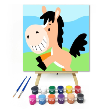 Számfestő.hu Lovacska - gyerek számfestő készlet – 20×20 cm (Keretre feszítve) kreatív és készségfejlesztő