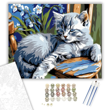 Számfestő.hu Macska és Íriszek Harmóniája - számfestő készlet – 80×100 cm (Keret nélkül) kreatív és készségfejlesztő