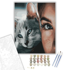 Számfestő.hu Macska szeretet - számfestő készlet – 40×50 cm (Keretre feszítve) kreatív és készségfejlesztő