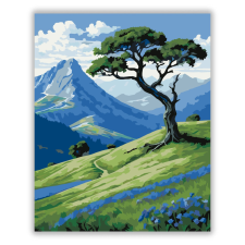 Számfestő.hu Magányos Fa és Kék Vadvirágos Völgy - számfestő készlet kreatív és készségfejlesztő