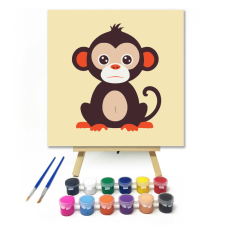 Számfestő.hu Majom kölyök - gyerek számfestő készlet – 20×20 cm (Keretre feszítve) kreatív és készségfejlesztő