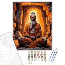 Számfestő.hu Meditáló Sadhu a Barlangban - számfestő készlet – 40×50 cm (Keretre feszítve) kreatív és készségfejlesztő