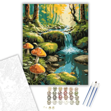 Számfestő.hu Mesebeli Patak Gombákkal - számfestő készlet – 60×70 cm (Keretre feszítve) kreatív és készségfejlesztő