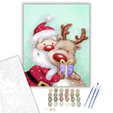 Számfestő.hu Mikulás és rénszarvas - számfestő készlet – 40×50 cm (Keretre feszítve) kreatív és készségfejlesztő