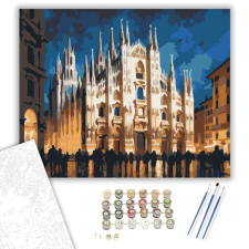 Számfestő.hu Milánói Dóm Éjszakai Fényben - számfestő készlet – 60×70 cm (Keretre feszítve) kreatív és készségfejlesztő