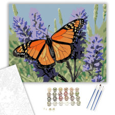 Számfestő.hu Monarch Pillangó Levendulán - számfestő készlet – 40×50 cm (Keretre feszítve) kreatív és készségfejlesztő