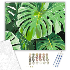 Számfestő.hu Monstera és Banánlevelek - számfestő készlet – 50×60 cm (Keretre feszítve) kreatív és készségfejlesztő