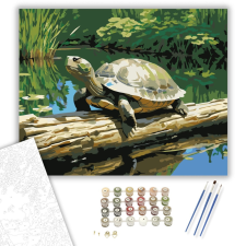 Számfestő.hu Mosolygó Teknős a Tóban - számfestő készlet – 40×50 cm (Keretre feszítve) kreatív és készségfejlesztő