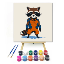 Számfestő.hu Mosómedve misszióban - gyerek számfestő készlet – 50×50 cm (Keret nélkül) kreatív és készségfejlesztő