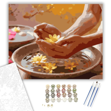 Számfestő.hu Mudrás Kézmozdulat Virágszirmokkal - számfestő készlet – 40×50 cm (Keretre feszítve) kreatív és készségfejlesztő