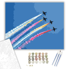 Számfestő.hu Műrepülő Csapat Színes Füsttel - számfestő készlet – 60×70 cm (Keret nélkül) kreatív és készségfejlesztő