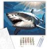 Számfestő.hu Nagy Fehér Cápa a Mélységben - számfestő készlet – 40×50 cm (Keretre feszítve)