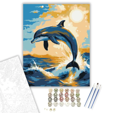 Számfestő.hu Napfényben Ugró Delfin - számfestő készlet – 60×70 cm (Keretre feszítve) kreatív és készségfejlesztő