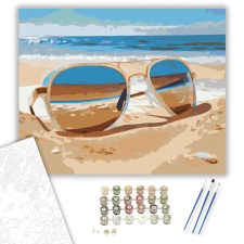 Számfestő.hu Napfényes Strand Napszemüveggel - számfestő készlet – 80×100 cm (Keret nélkül) kreatív és készségfejlesztő